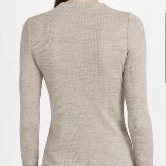 Vince Ribbed Wool Blend Quarter Zip Sweater Pullover Size Small Heather Birch - Picture 2 of 8